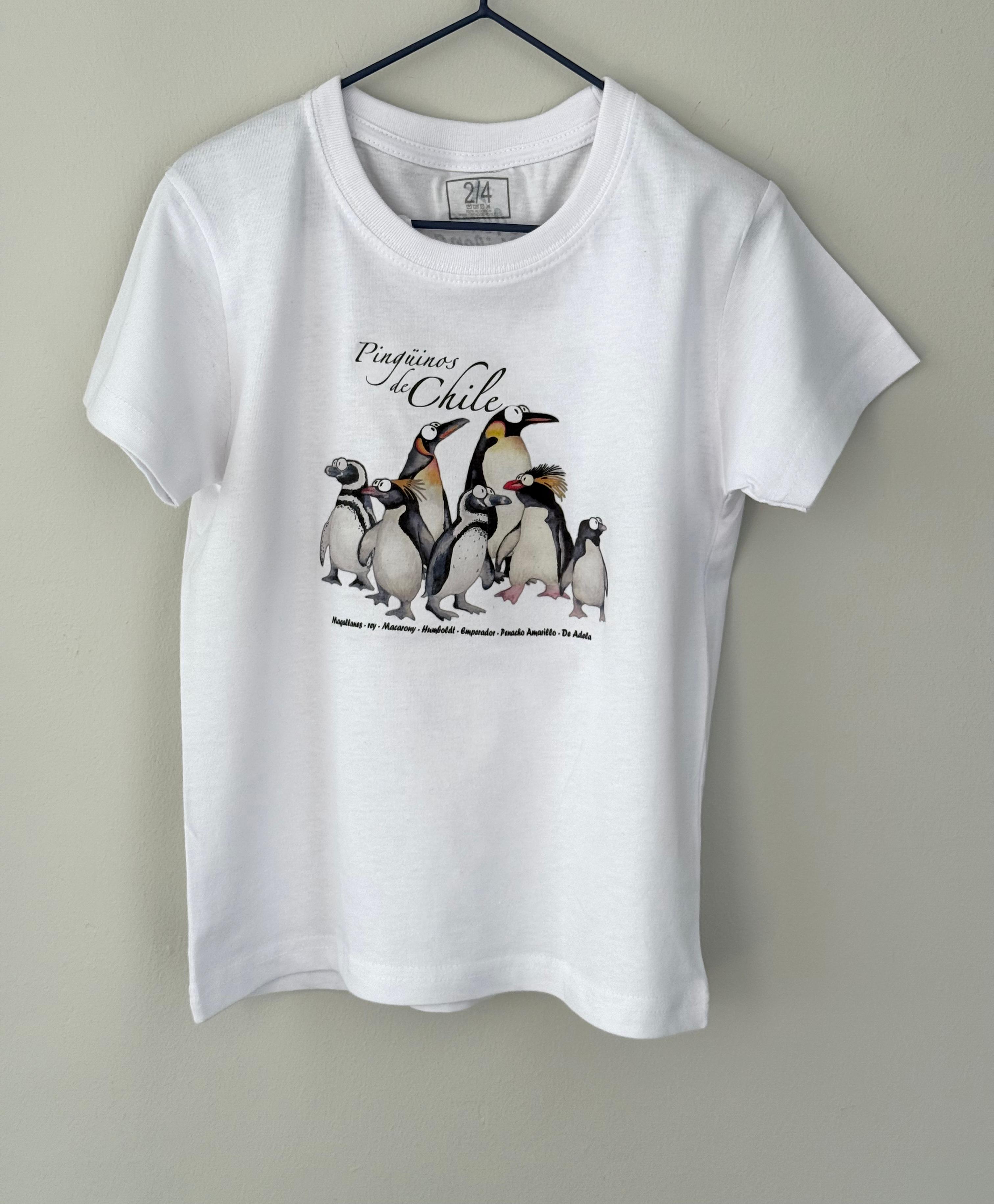 Polera Manga Corta Niños Pingüinos de Chile Tallas 2 a 12