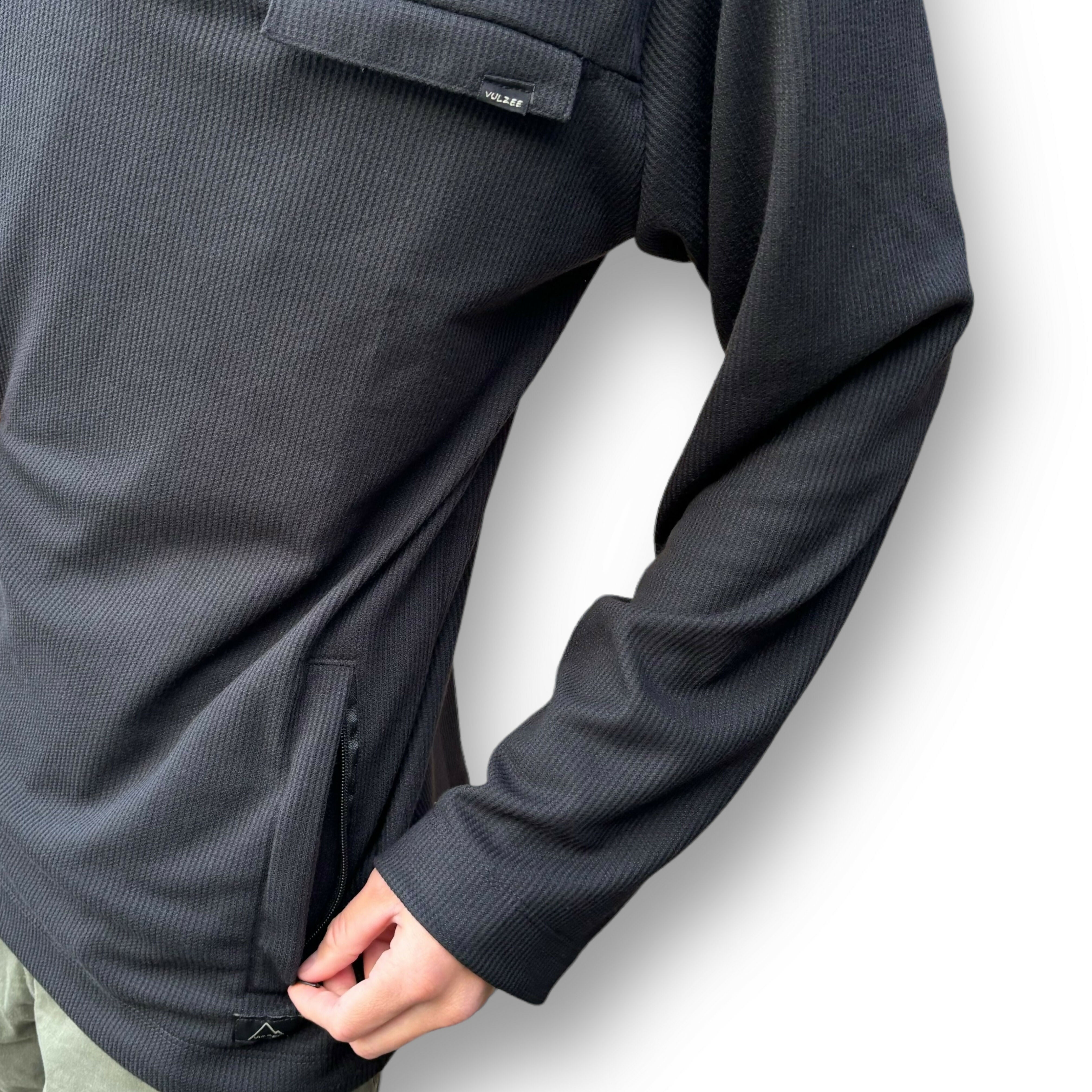 polerón waffle hombre negro