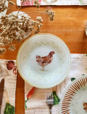 Plato de postre diseño gallina 19cm