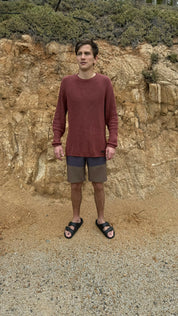 chaleco waffle burdeo