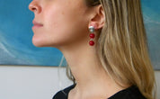 AROS PLATA JADE ROJO DOBLE