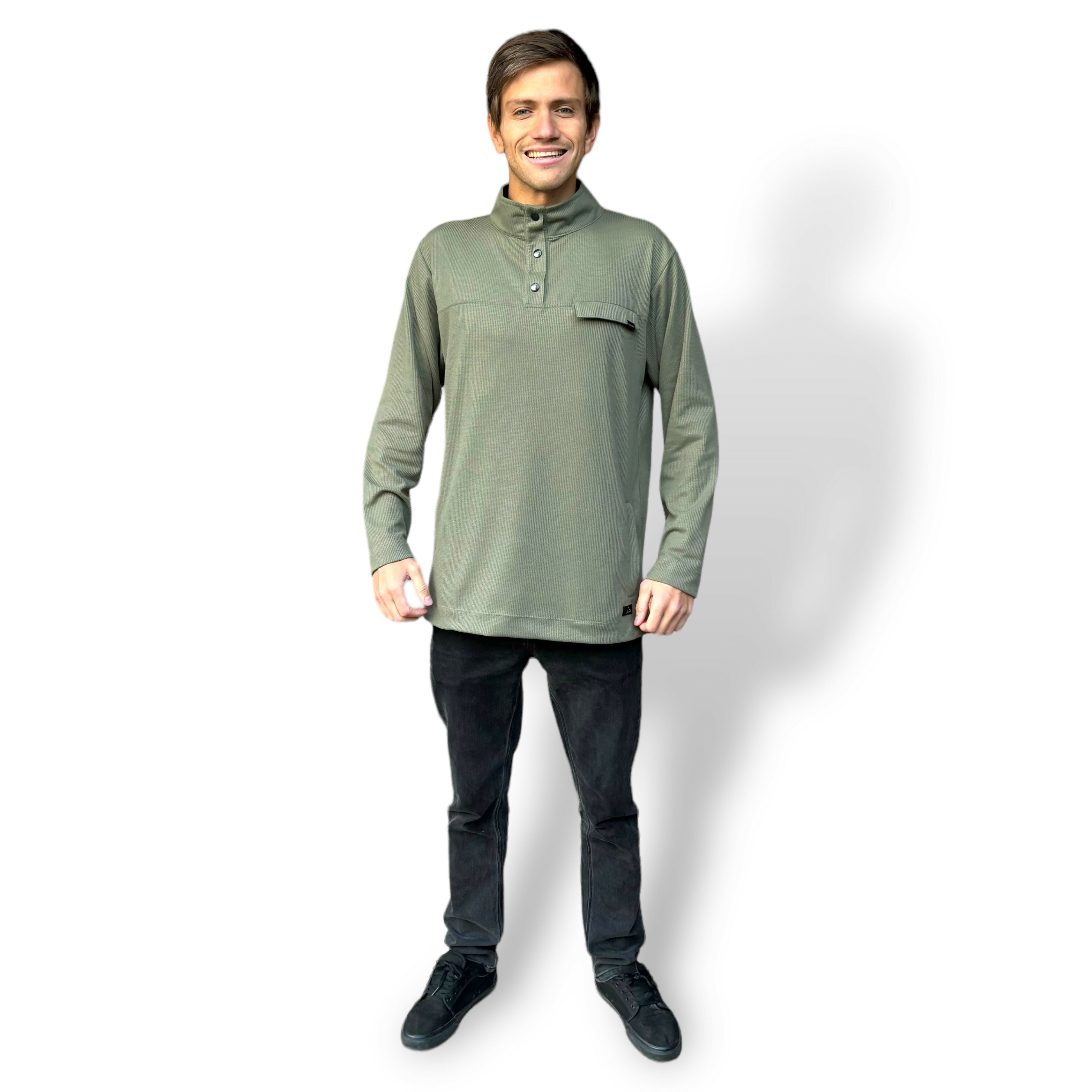 polerón waffle hombre verde