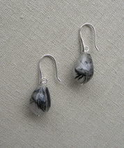 Aros plata gancho gota cuarzo turmalina
