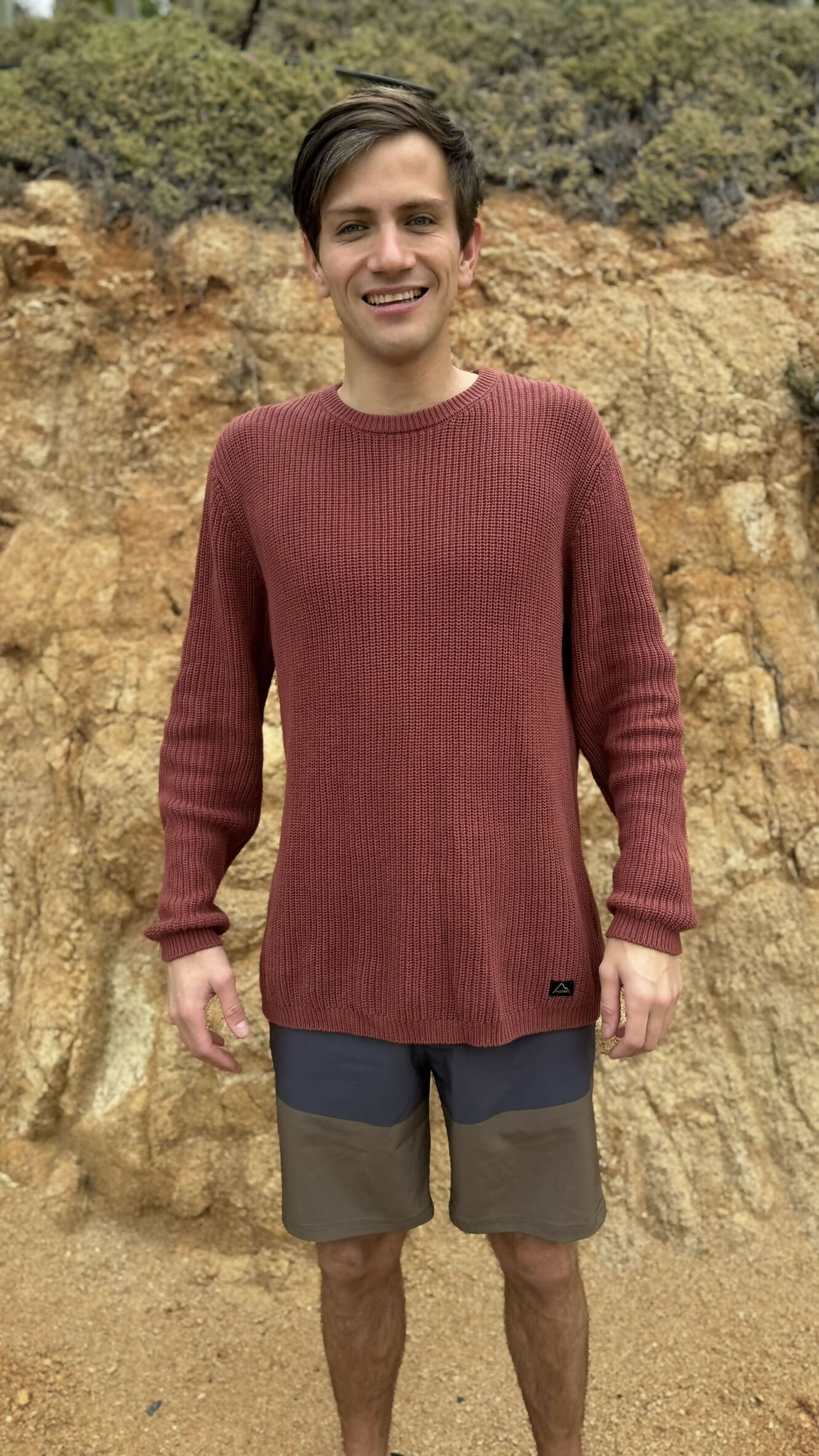 chaleco waffle burdeo