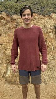 chaleco waffle burdeo