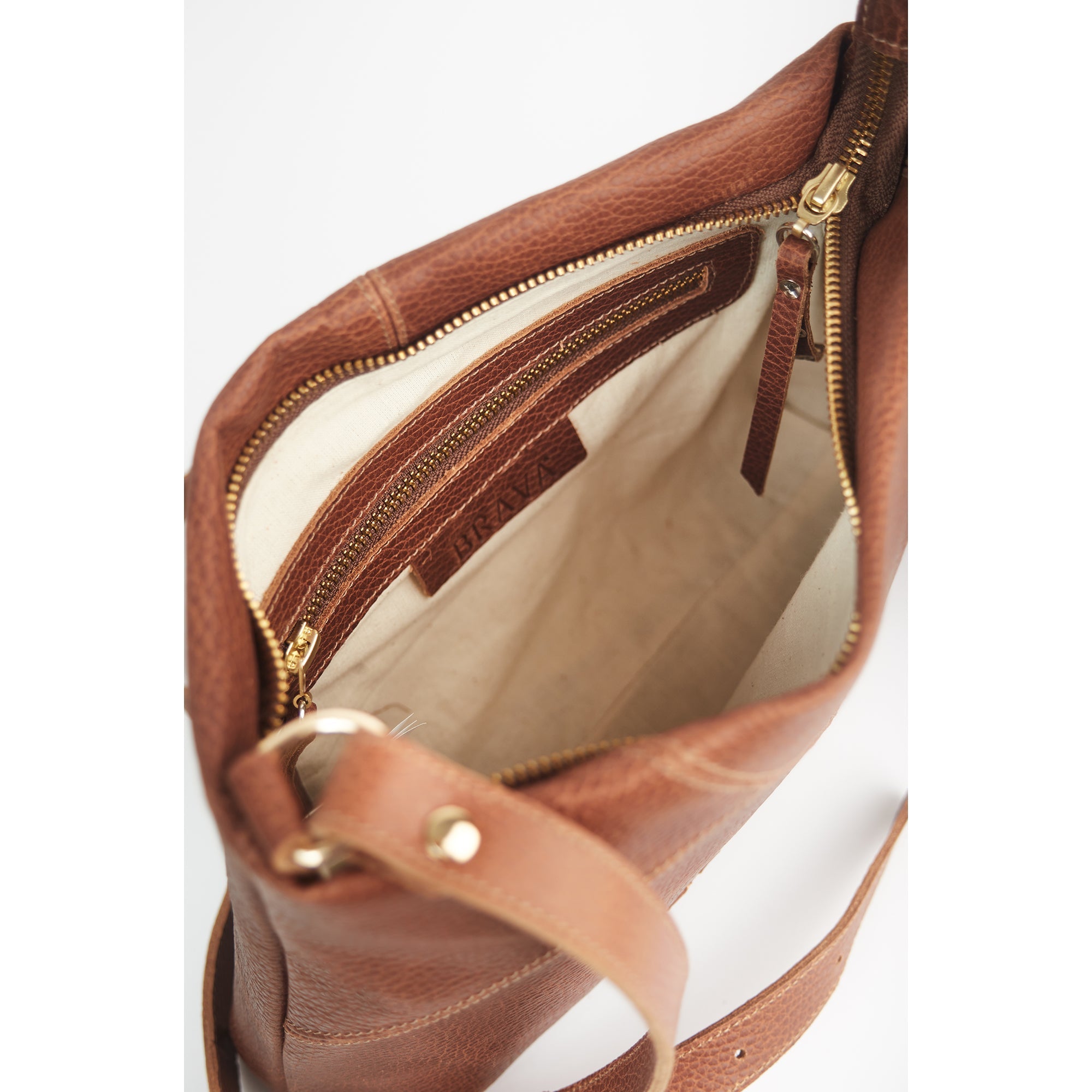 Bandolera de cuero modelo ALICE Cognac