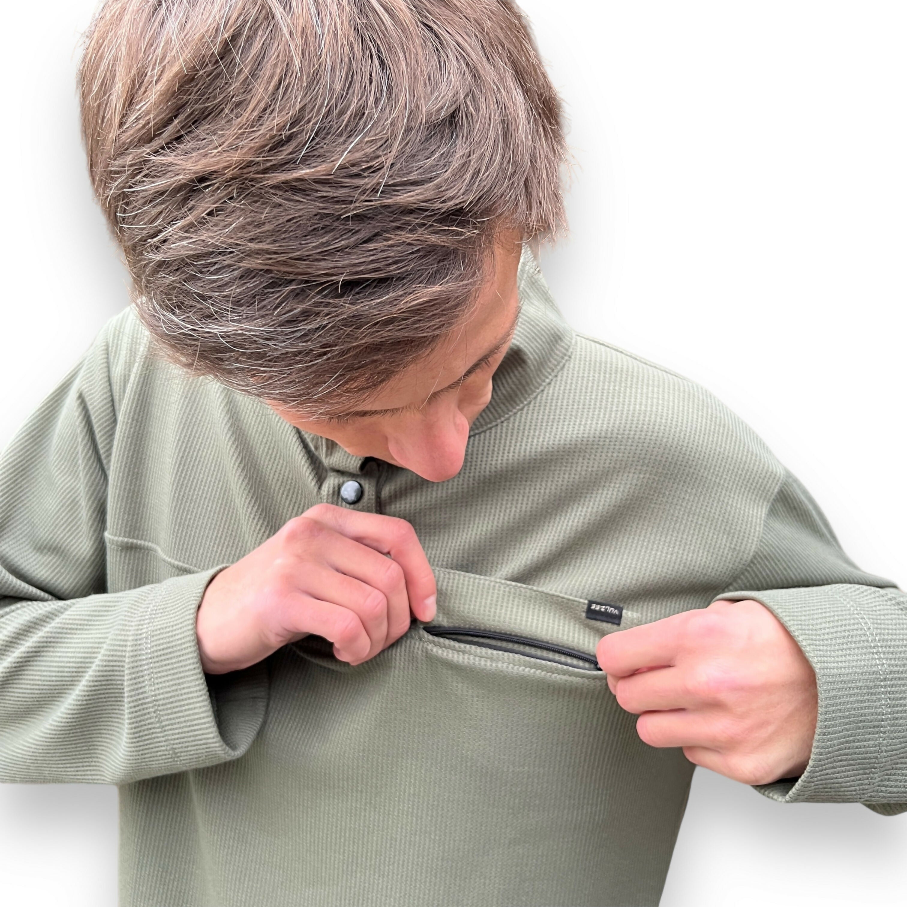 polerón waffle hombre verde