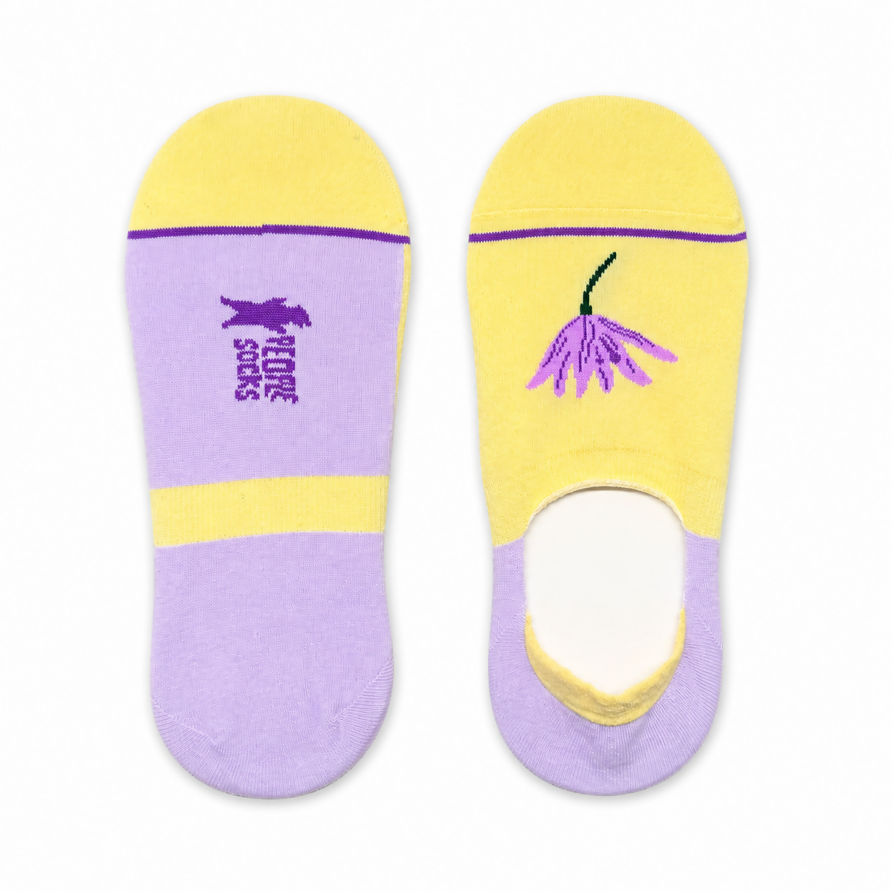 Calcetines Invisibles con Diseño de Flor Morada