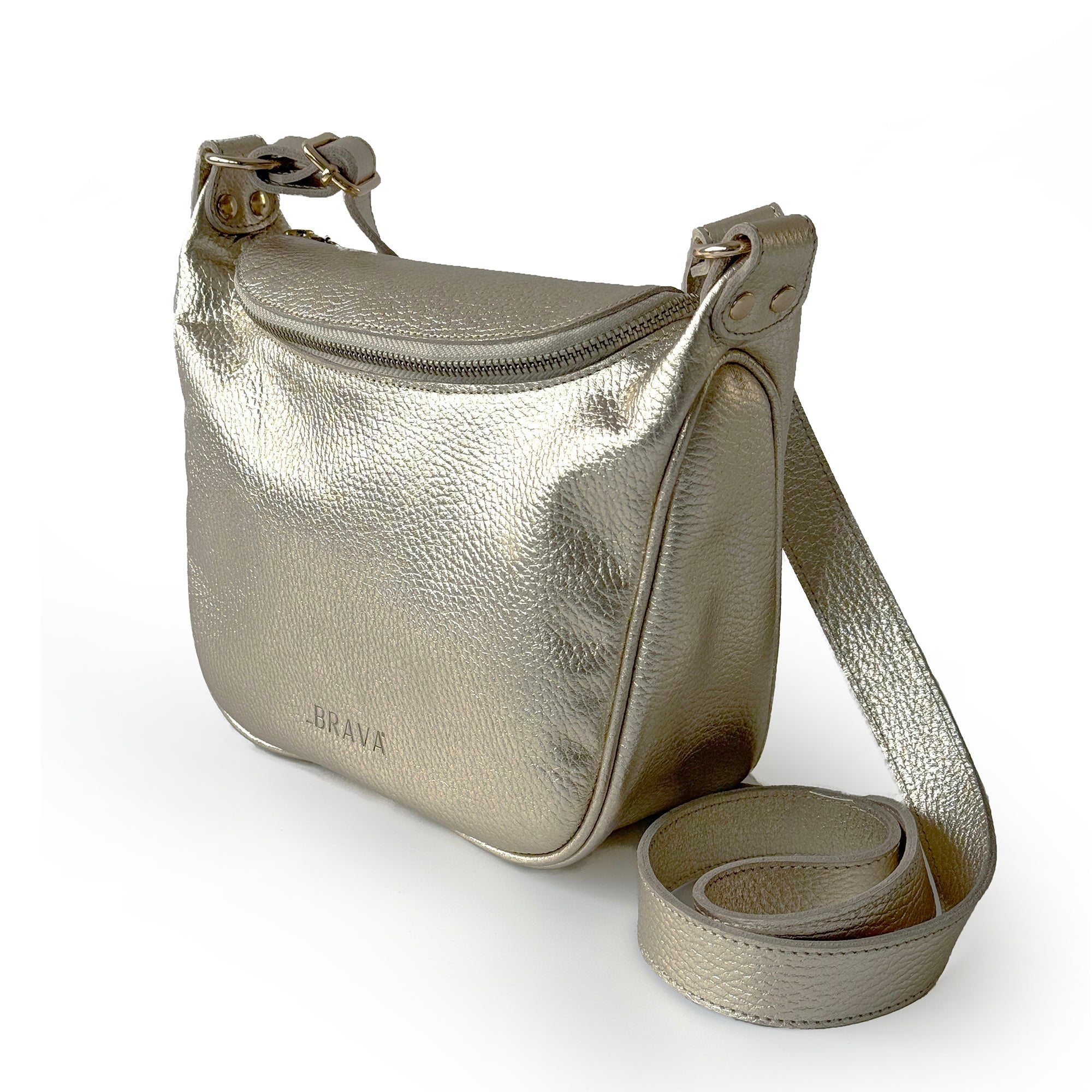 Bandolera de cuero modelo FELICIA Champagne