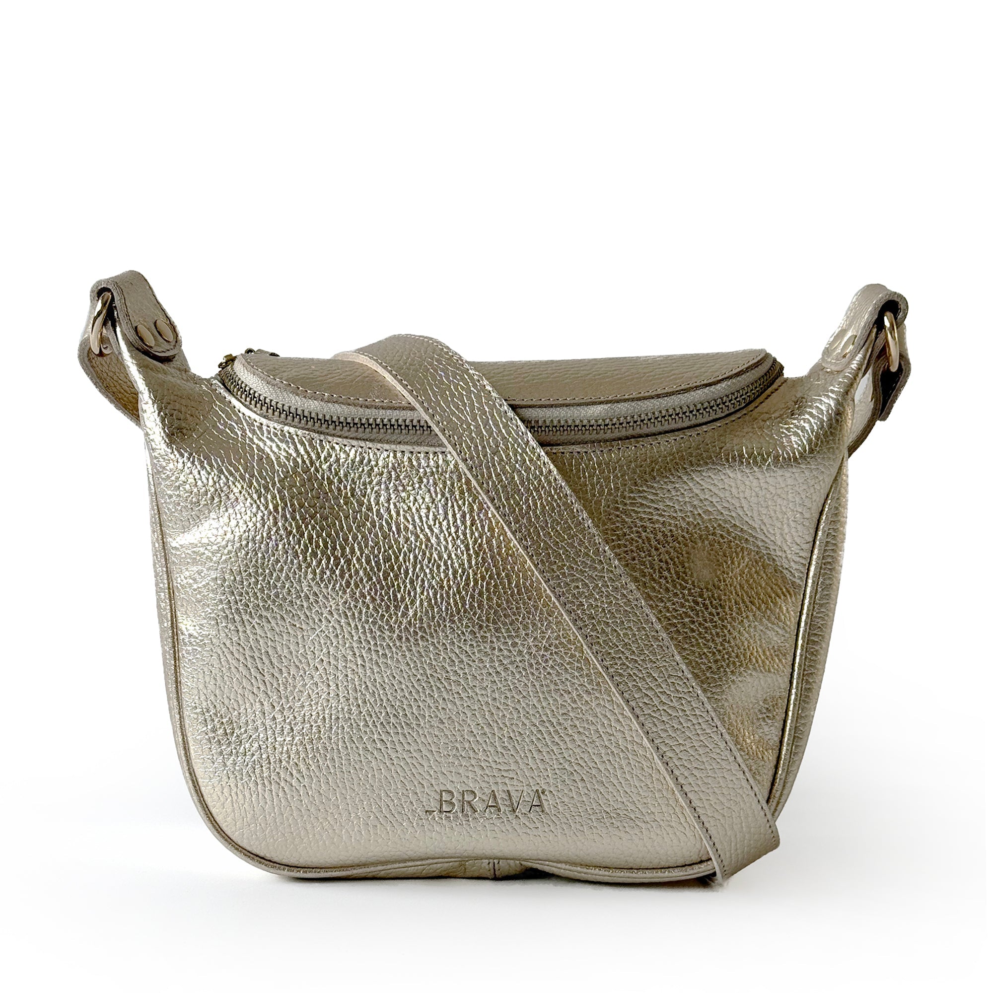 Bandolera de cuero modelo FELICIA Champagne