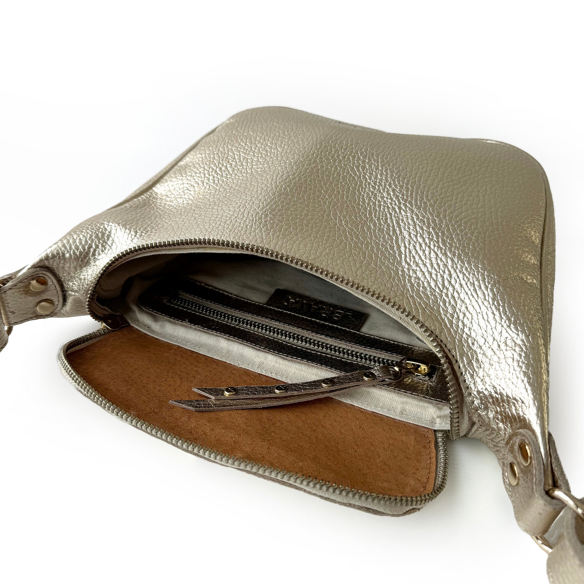 Bandolera de cuero modelo FELICIA Champagne