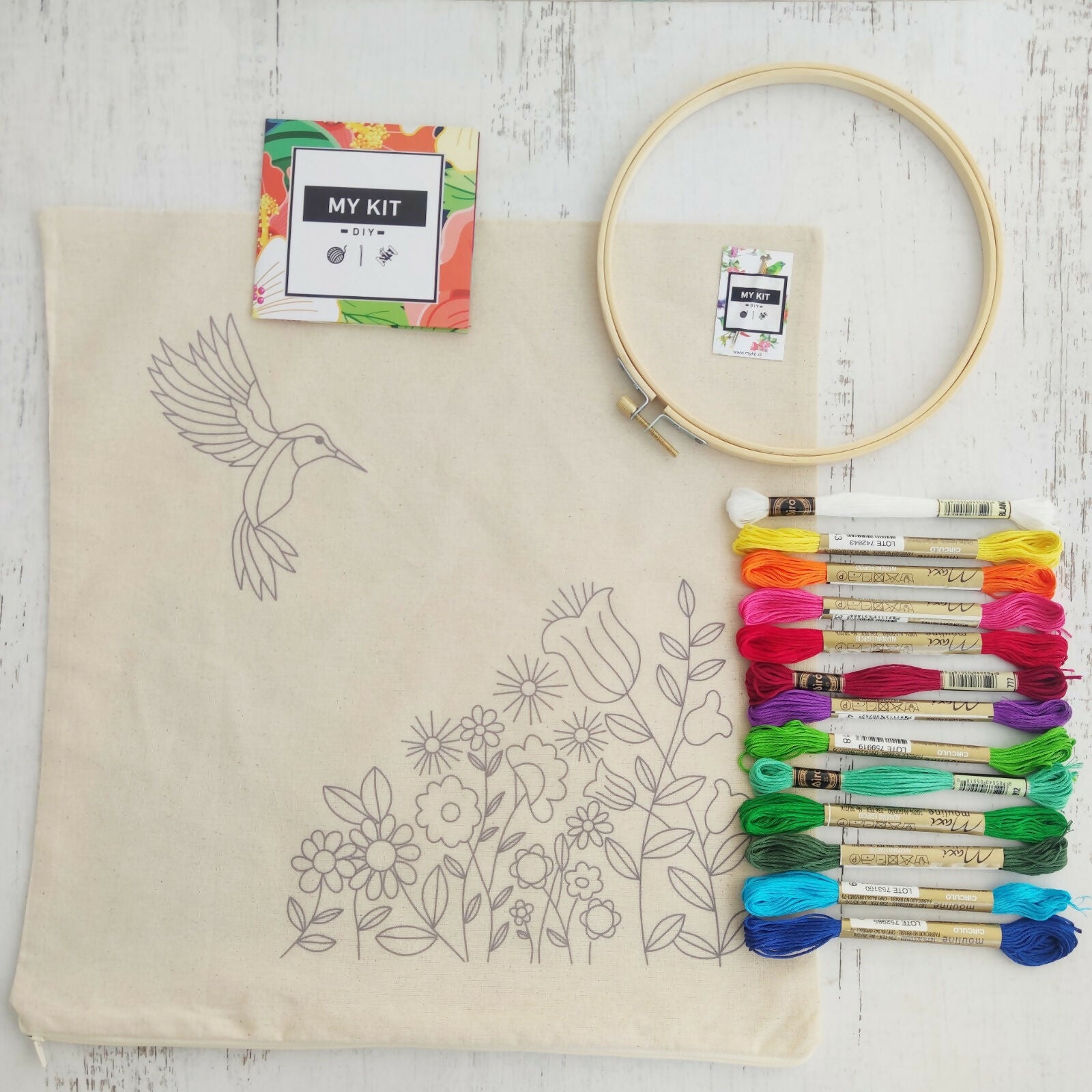 Kit de bordado funda de cojin colibri Paulina