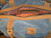 Bolso ULMMO cuero reno Azul Petróleo con mangos de cuero