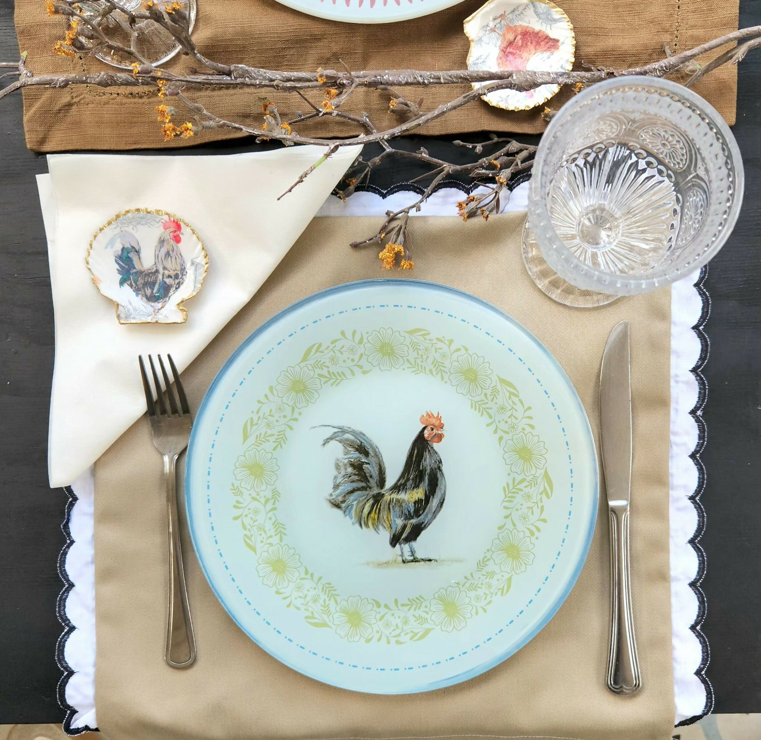 Plato de fondo diseño gallo negro 25cm