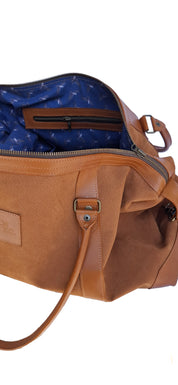 Bolso ULMMO Carpincho camel - forro cóndor azul