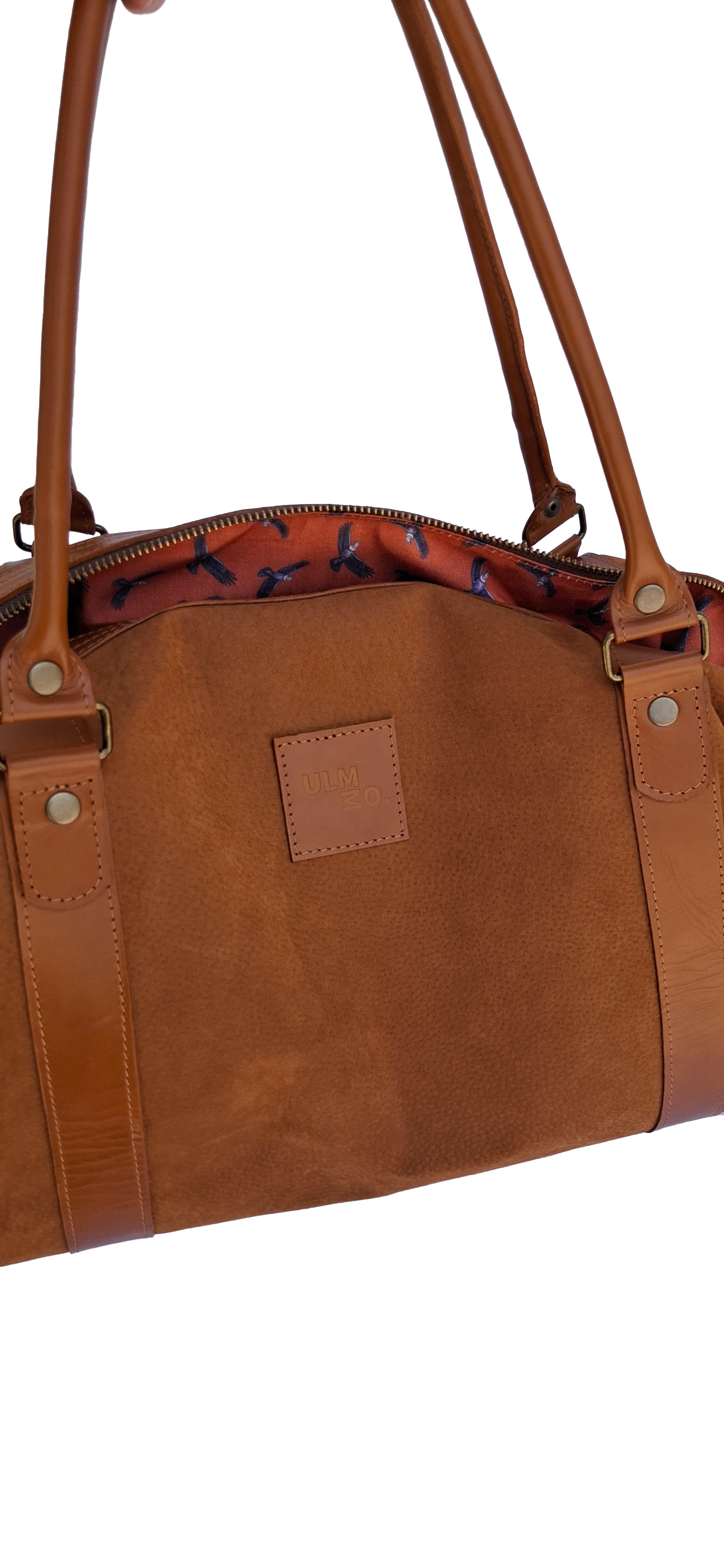 Bolso ULMMO Carpincho camel - forro cóndor Naranjo
