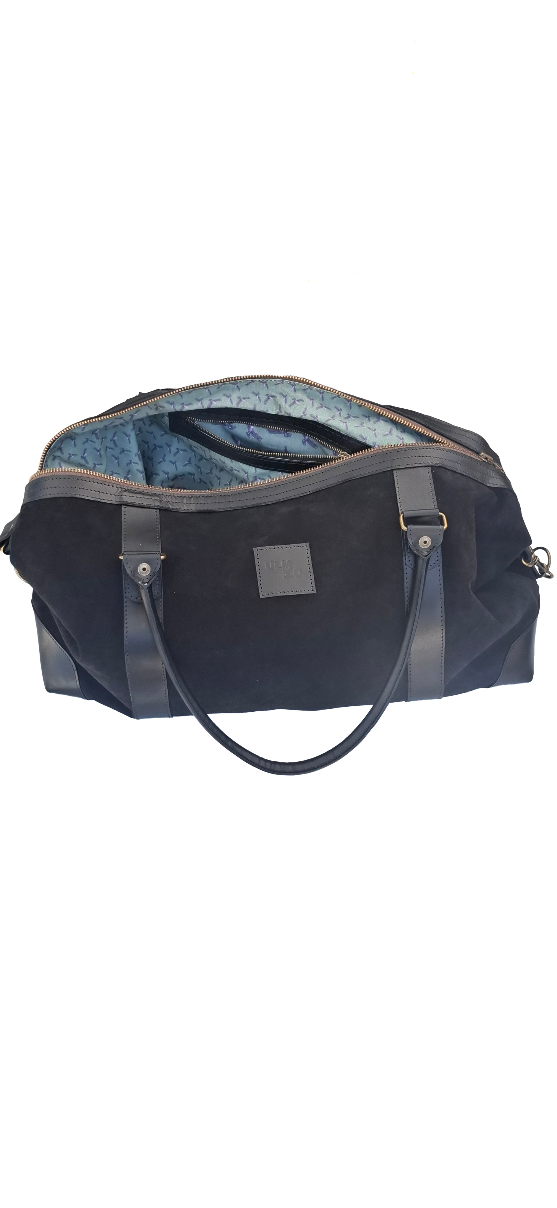 Bolso ULMMO Carpincho negro - forro cóndor Verde