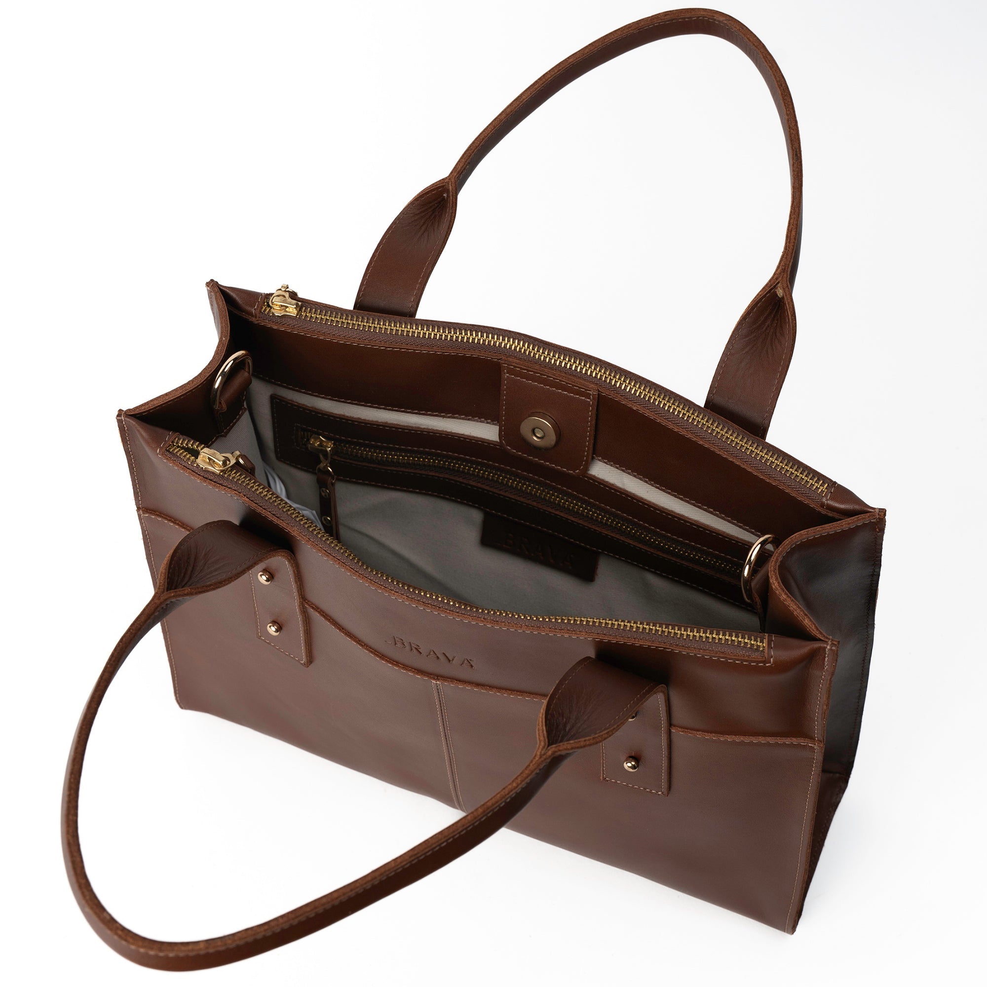 Cartera ejecutiva de cuero modelo ALFONSINA Marrón