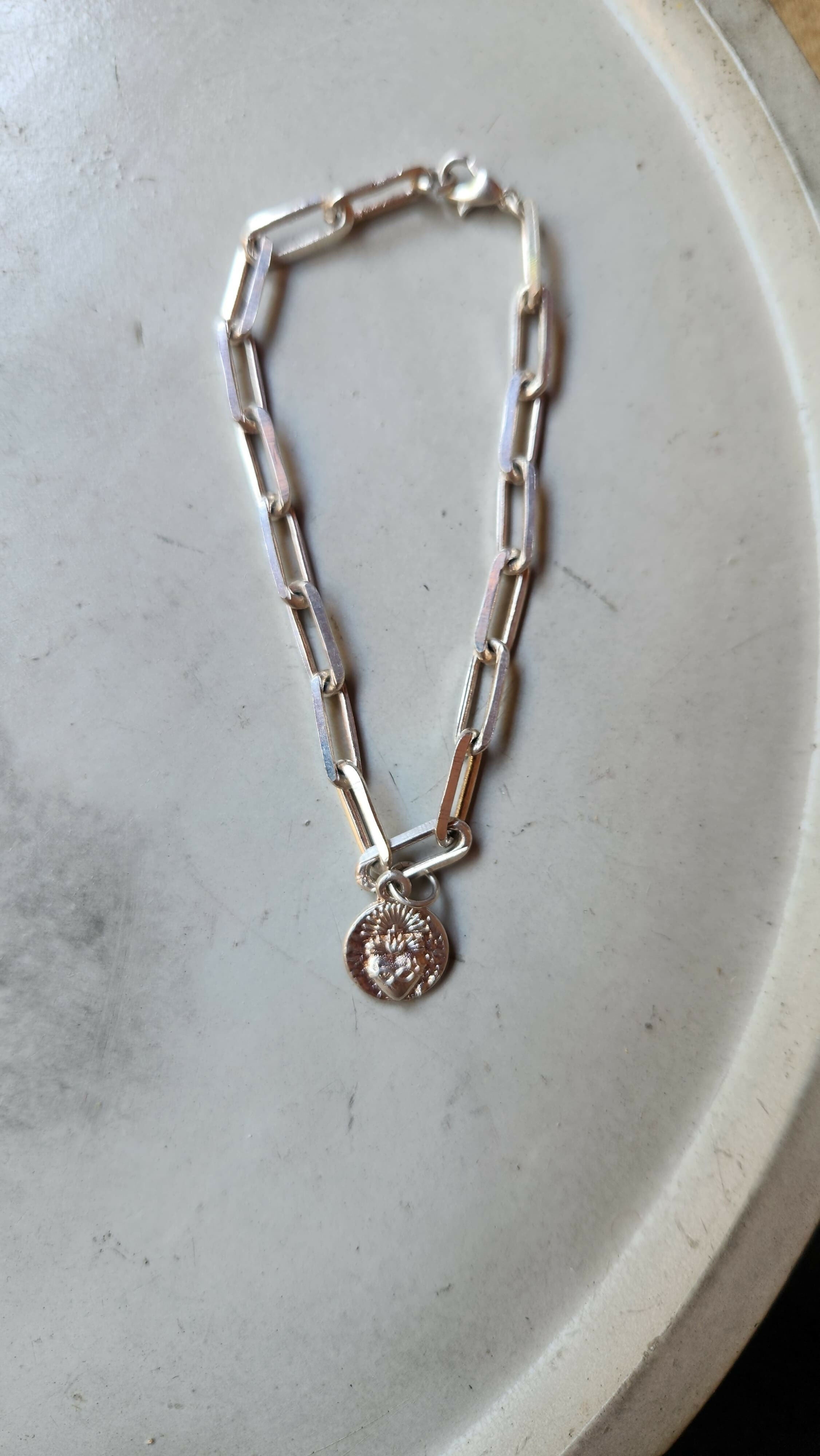 Pulsera eslabones con detente baño plata