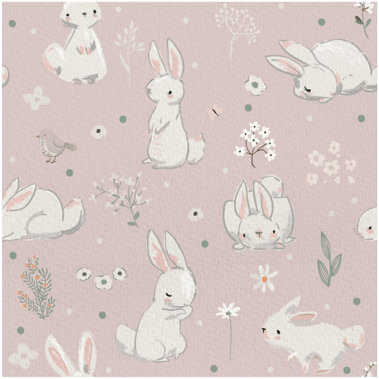 A Pedido Papel Mural Texturizado Conejos Rosa