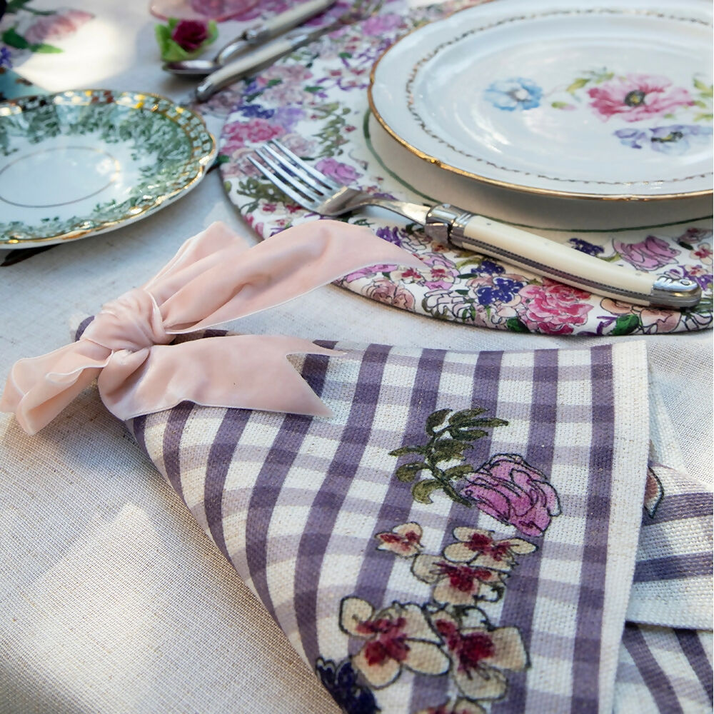 Set 4 Servilletas Vichy Violeta - Lino Poliester