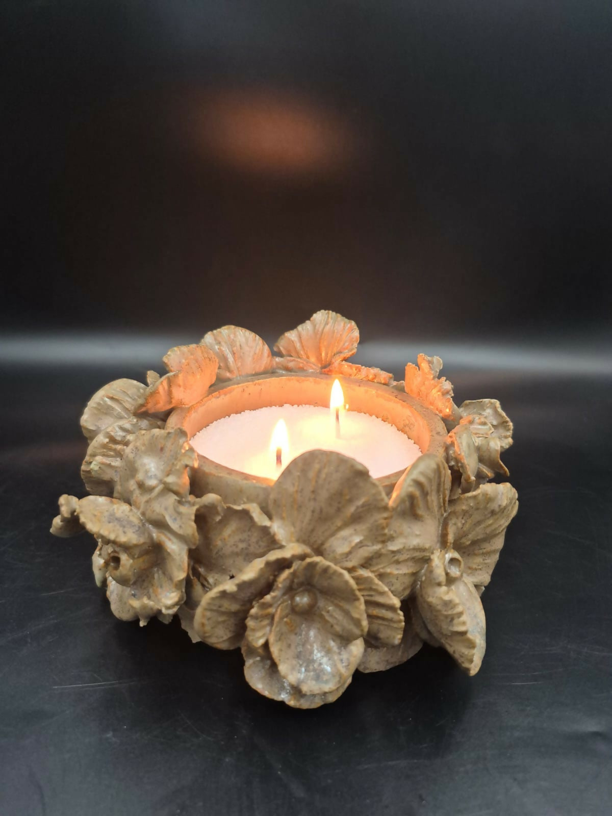 Porta vela de cerámica gres