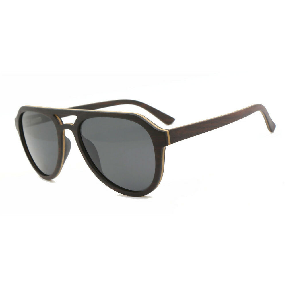 ANTEOJOS DE SOL LENZI MODELO PILOT MADERA , PALO DE ROSA .