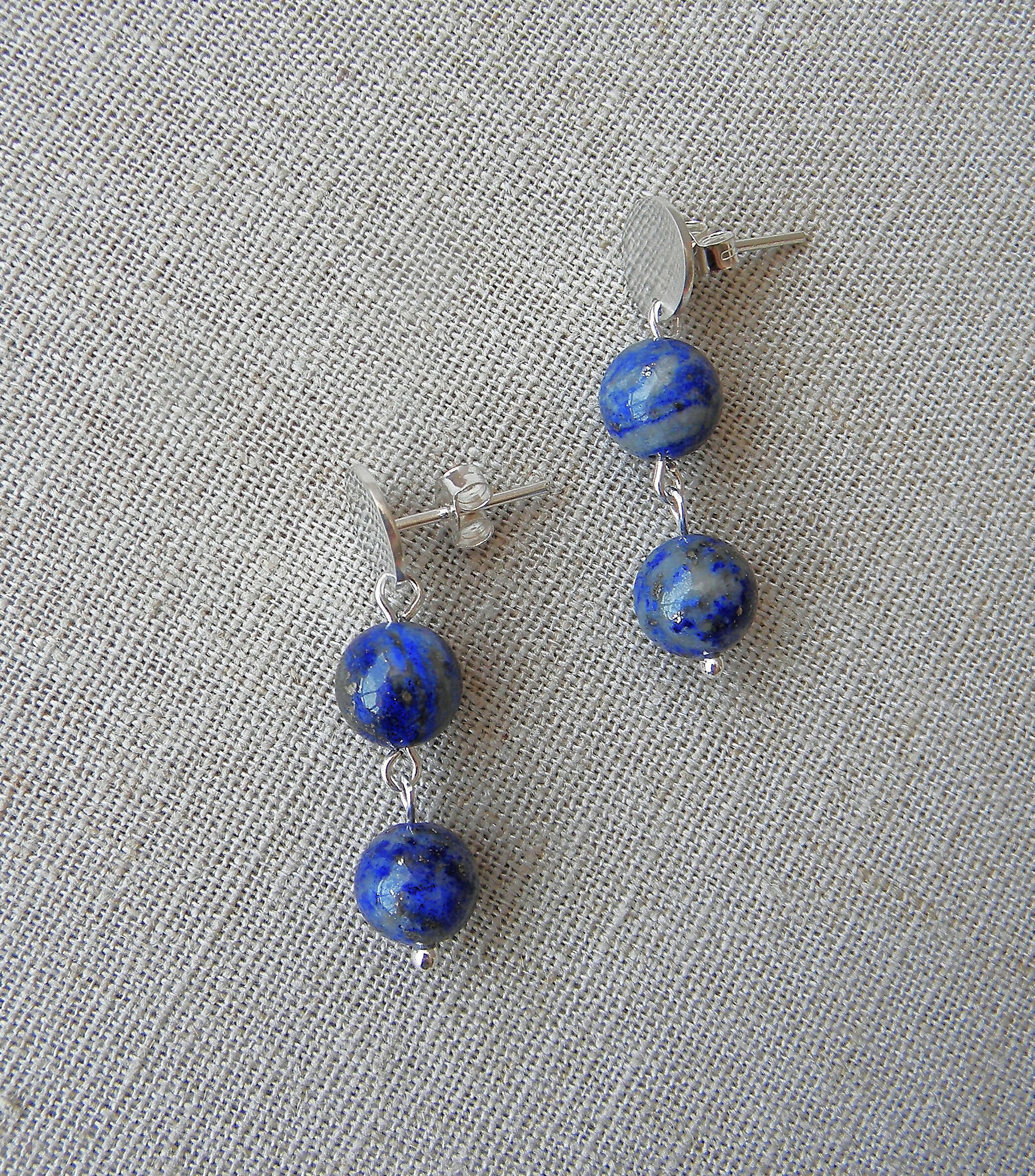AROS PLATA LAPISLÁZULI DOBLE CHICO