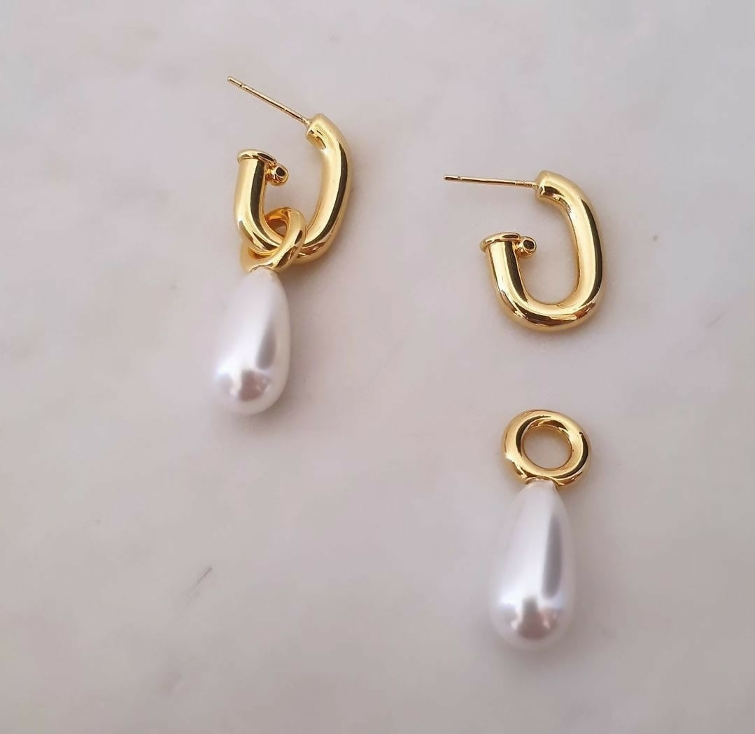 Argollas con perla baño oro
