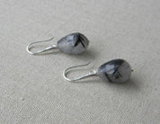 Aros plata gancho gota cuarzo turmalina