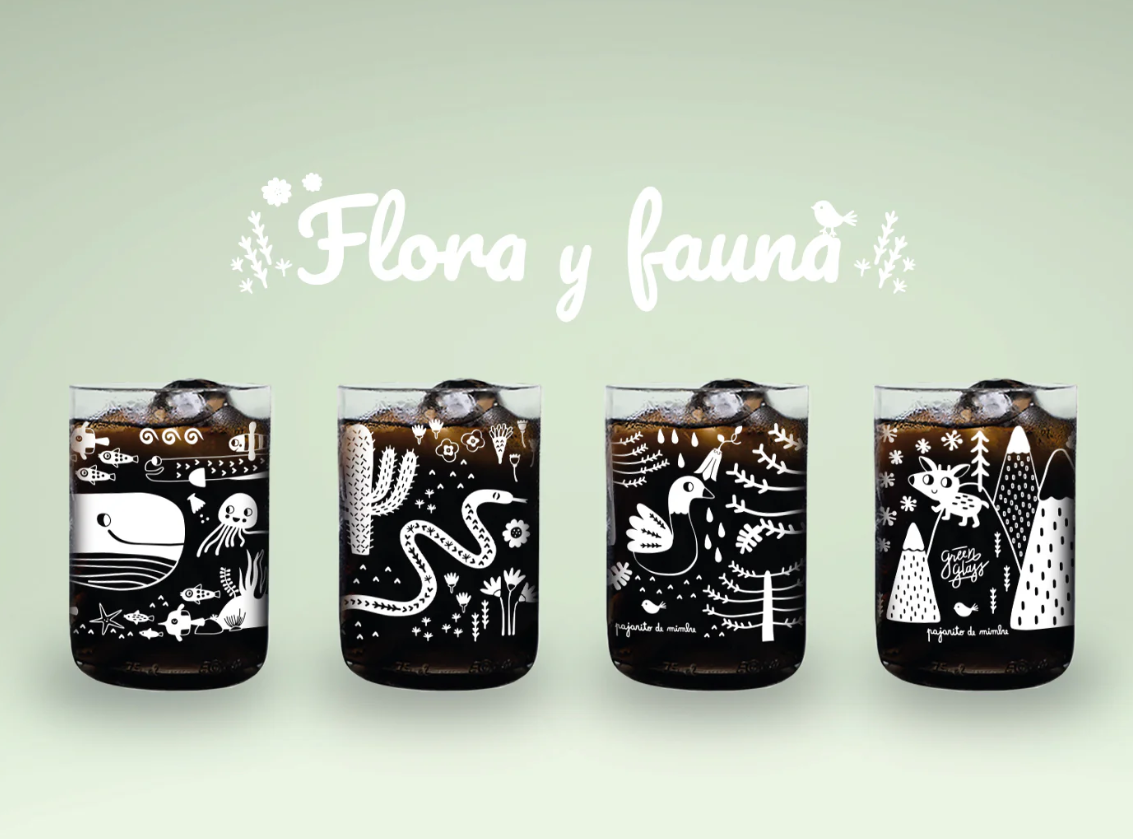 Flora & Fauna Juego de 4 Vasos