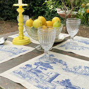 Set de Individuales Toile de Jouy Azul - Linet Natural,