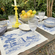 Set de Individuales Toile de Jouy Azul - Linet Natural,