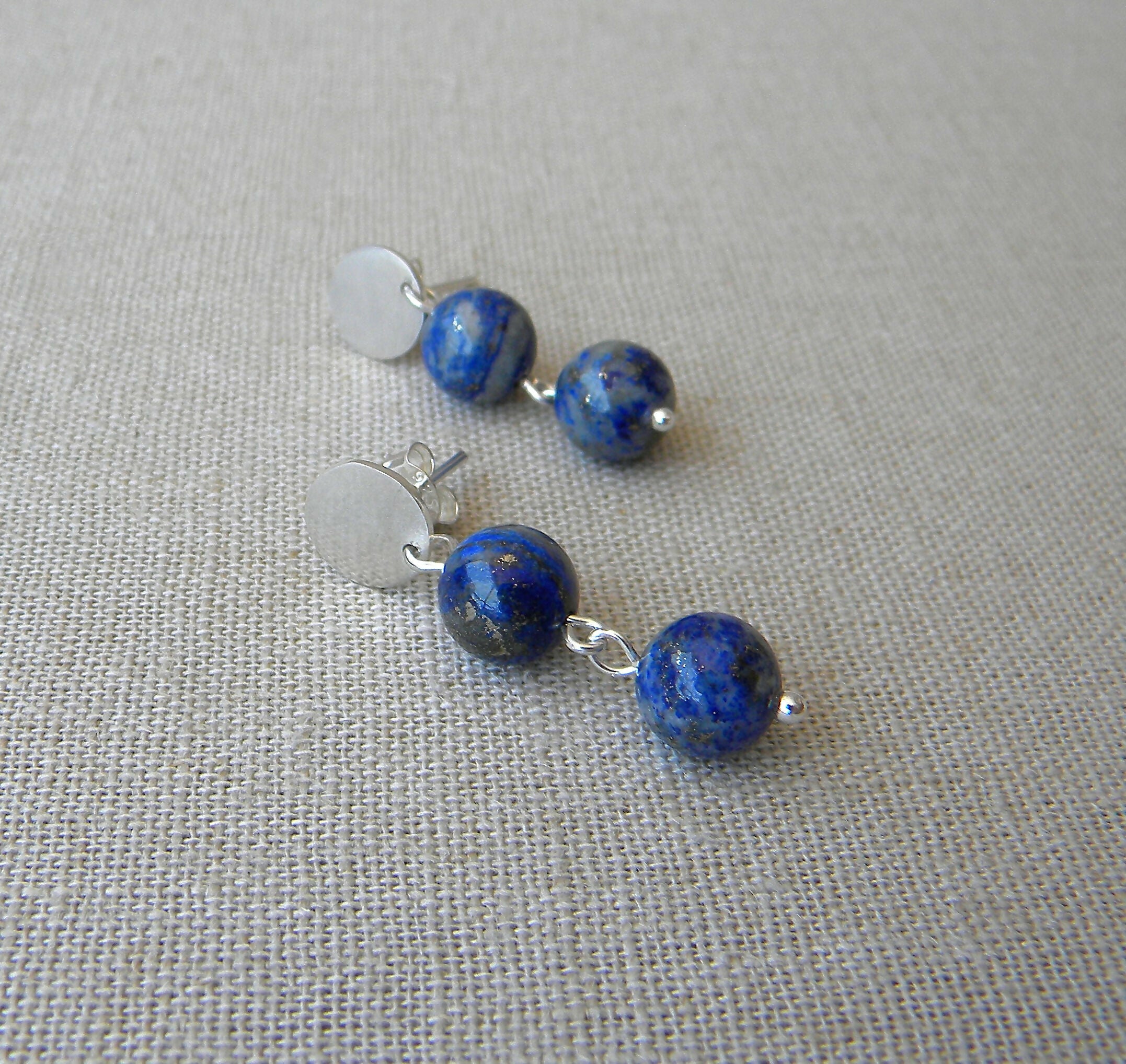 AROS PLATA LAPISLÁZULI DOBLE CHICO