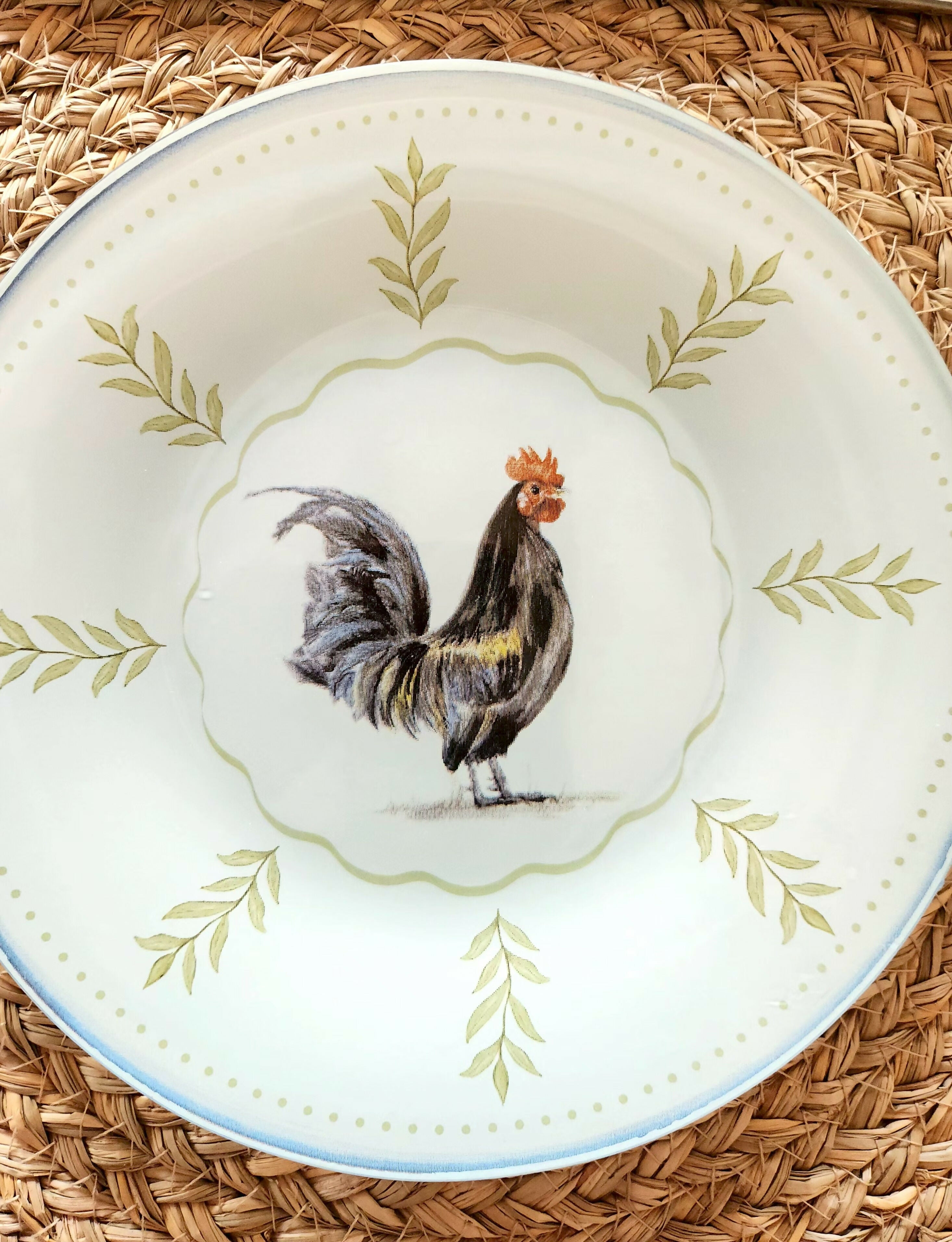 Plato de postre diseño gallo negro 19cm