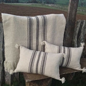 conjunto de cama king blanco gris a telar mapuche