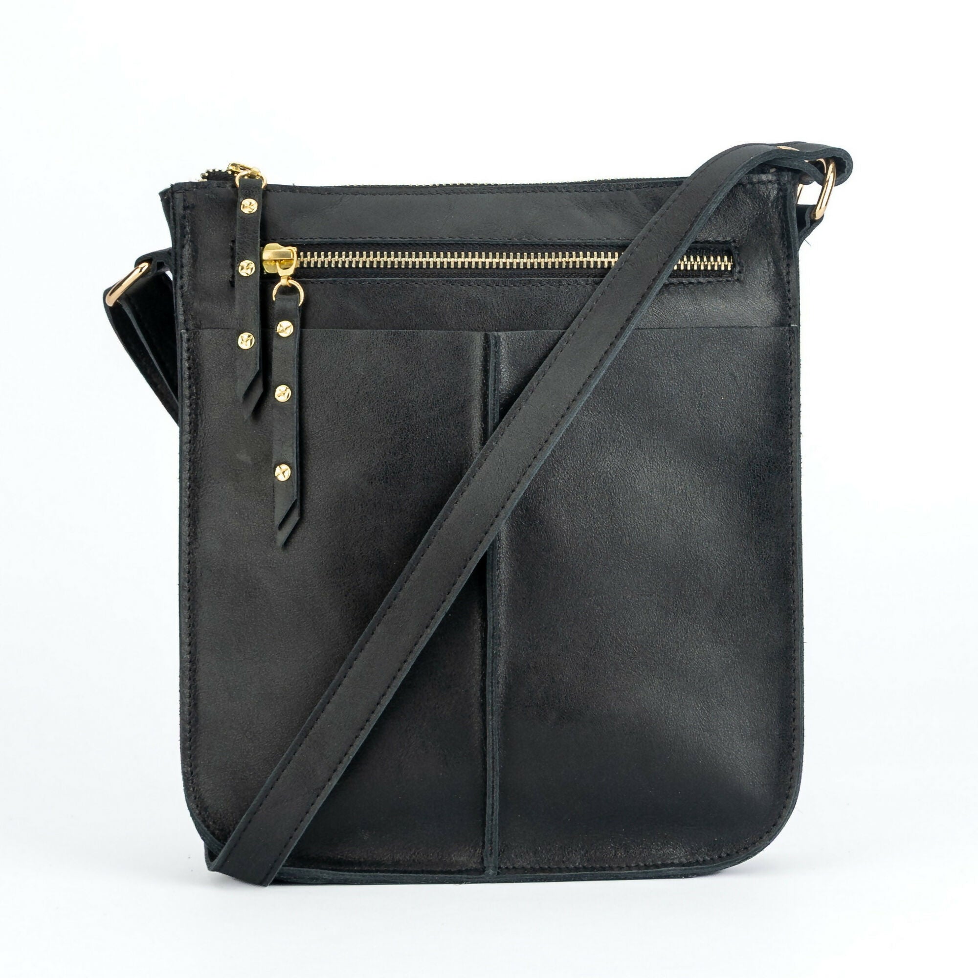 Bandolera de cuero modelo SOL negro