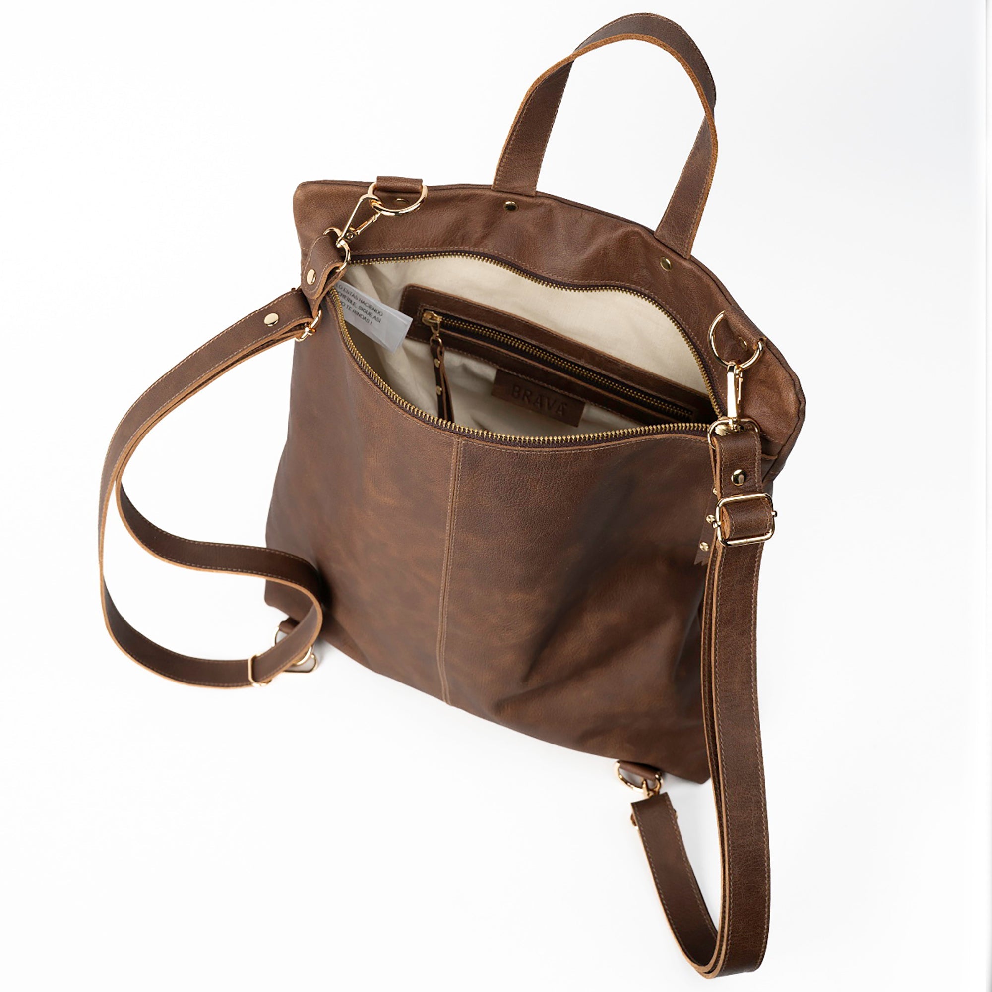Mochila de cuero modelo EMILY Trufa