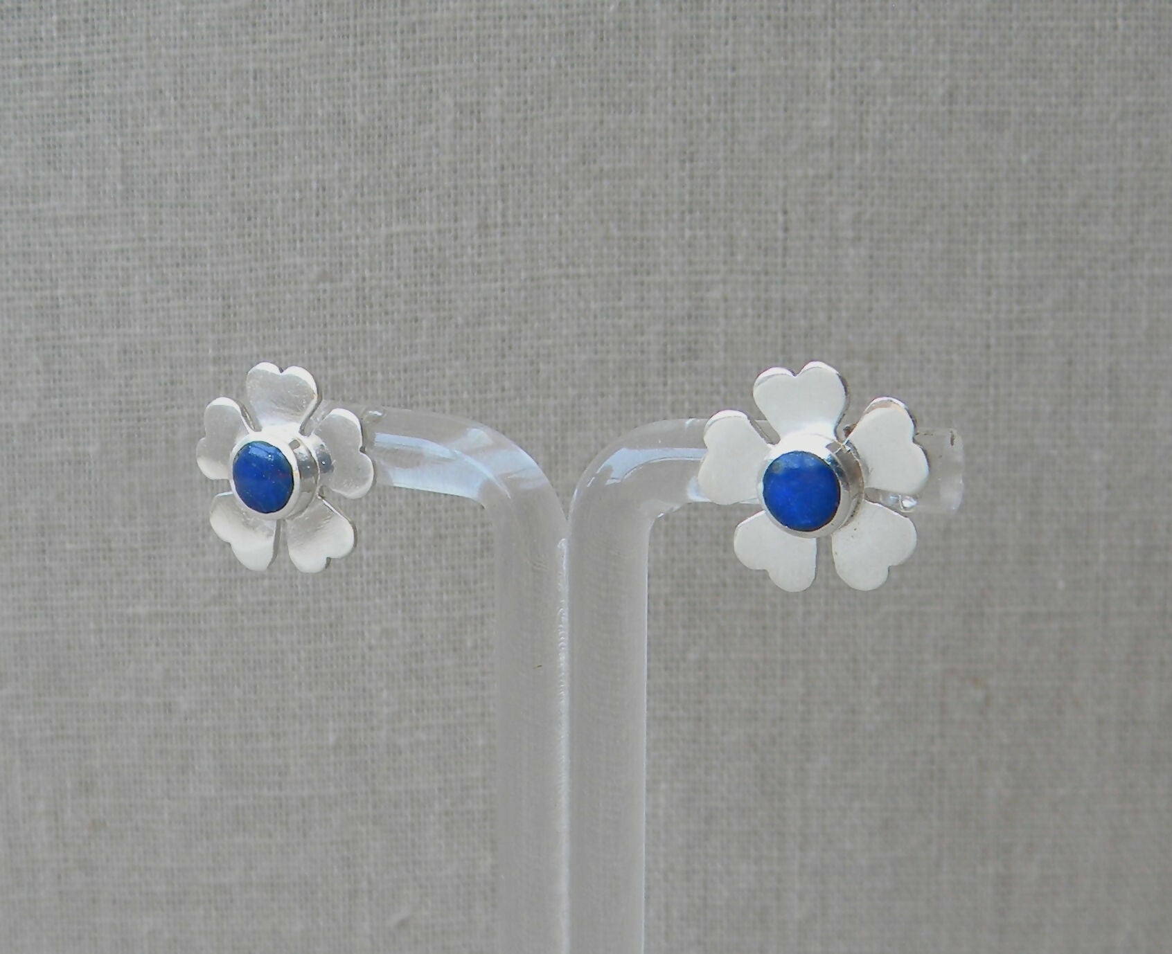 AROS PLATA LAPISLÁZULI FLOR CENTRO