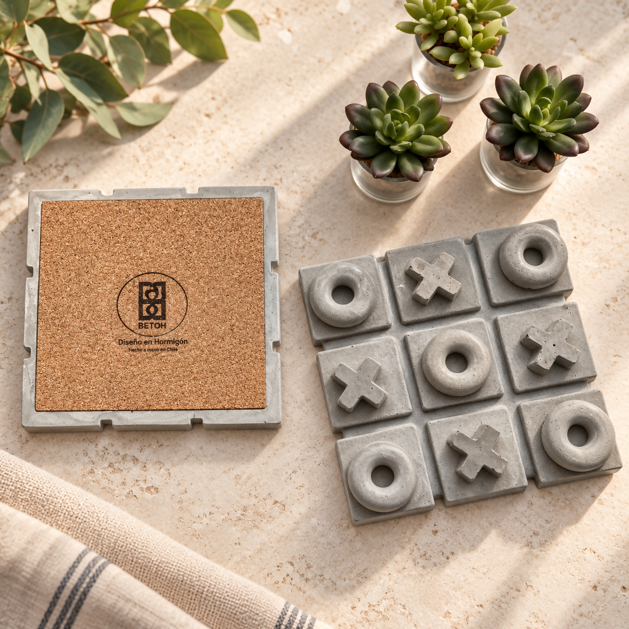 Juego Gato de Hormigón Natural | Tres en Raya – BETOH®