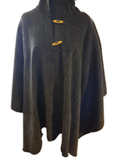 Poncho Tradicional con Capucha -  Lana y Alpaca  - Gris Marengo