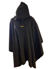 Poncho Tradicional con Capucha -  Lana y Alpaca  - Gris Marengo