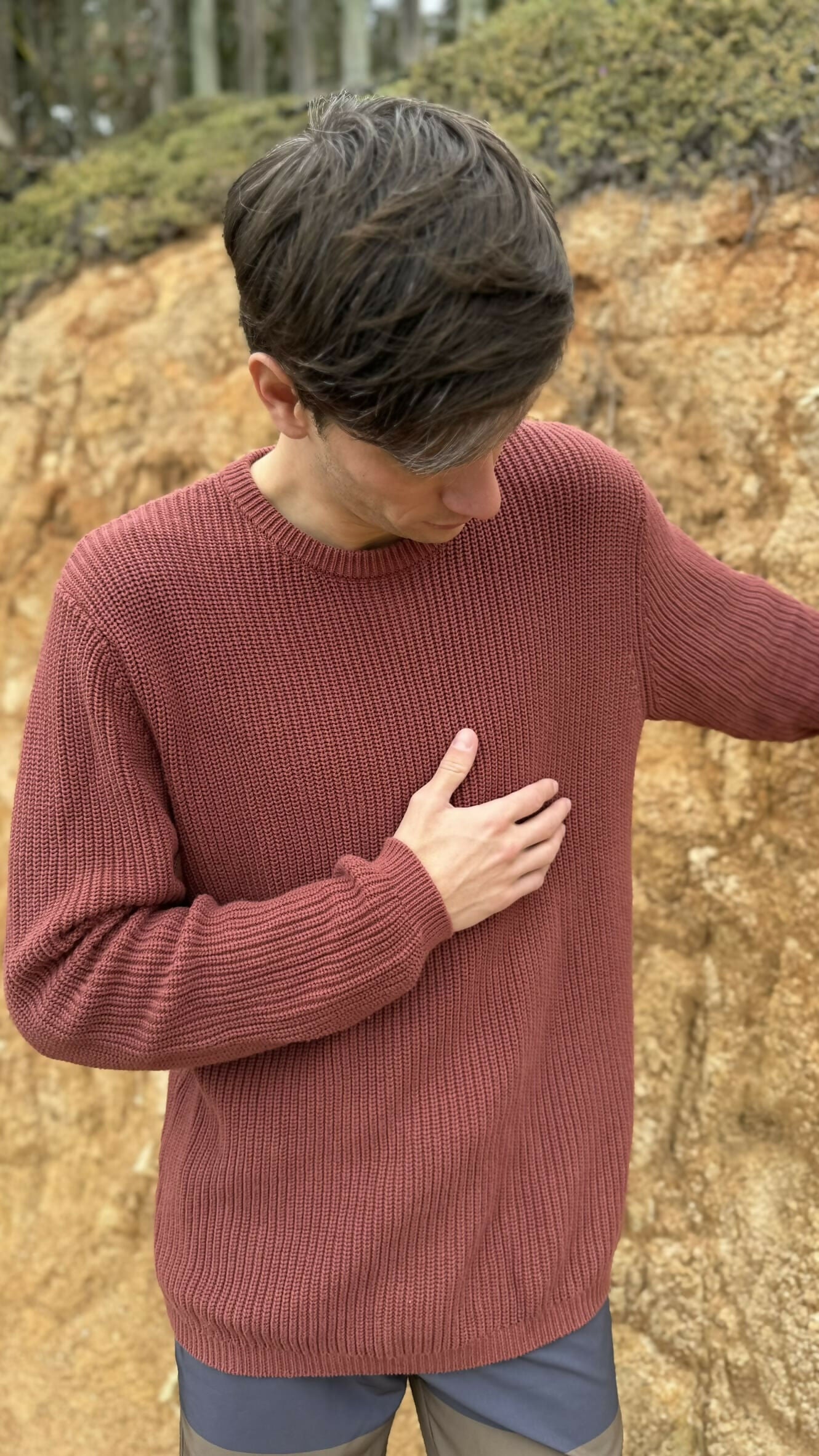 chaleco waffle burdeo