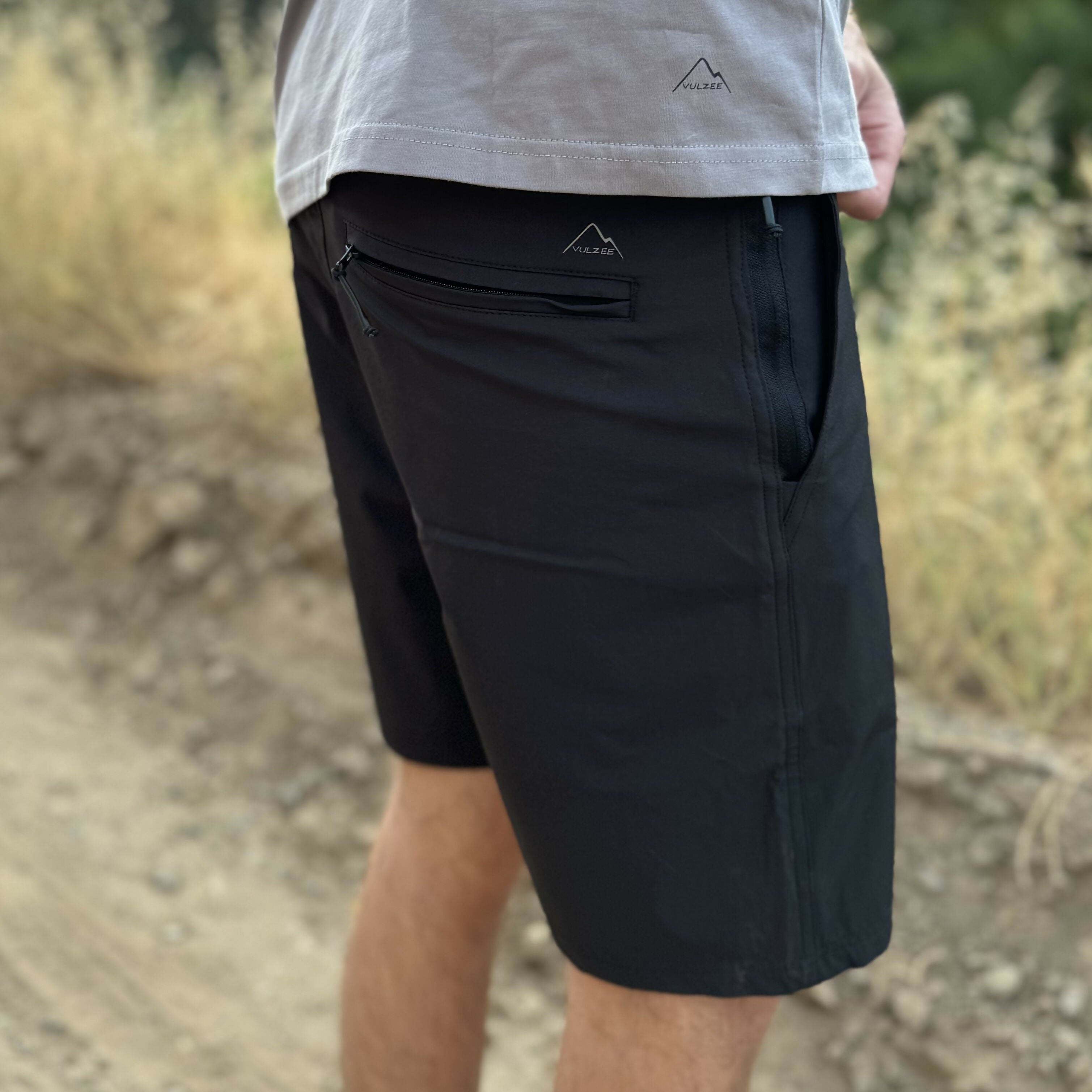 short híbrido 19" black stone wash