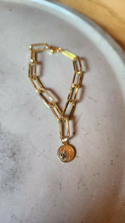 Pulsera eslabones con San Benito baño oro