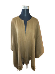 Ruana Flecos - Lana y Alpaca - Camel
