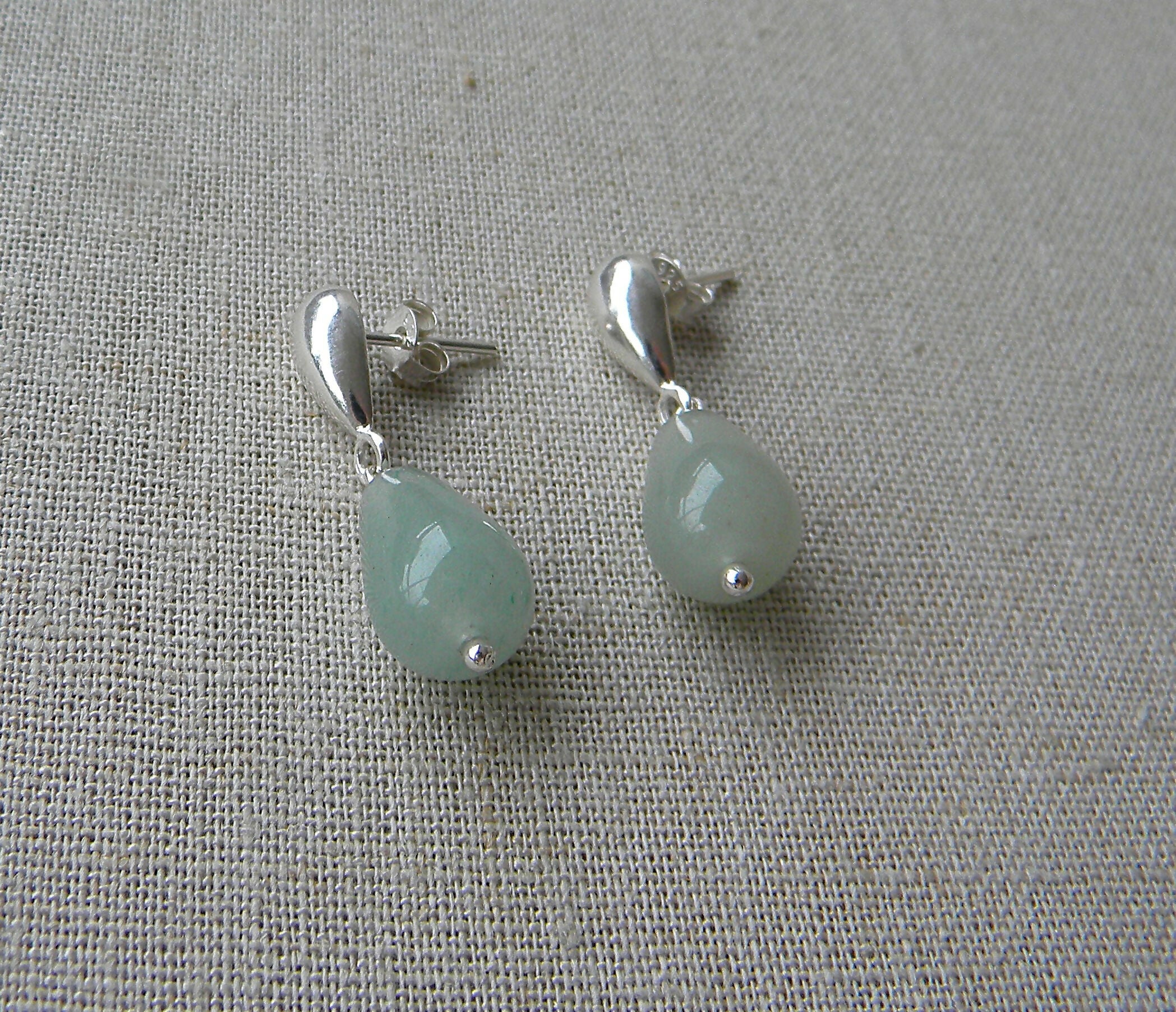 AROS GOTA PLATA JADE VERDE