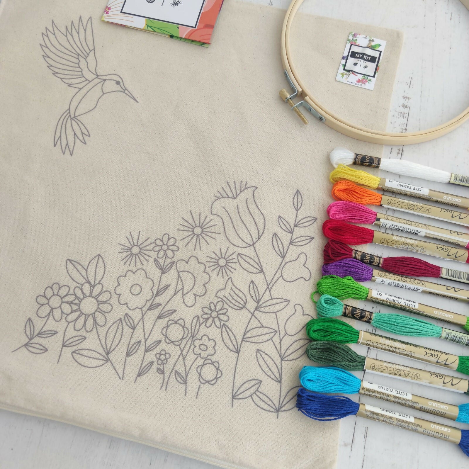 Kit de bordado funda de cojin colibri Paulina