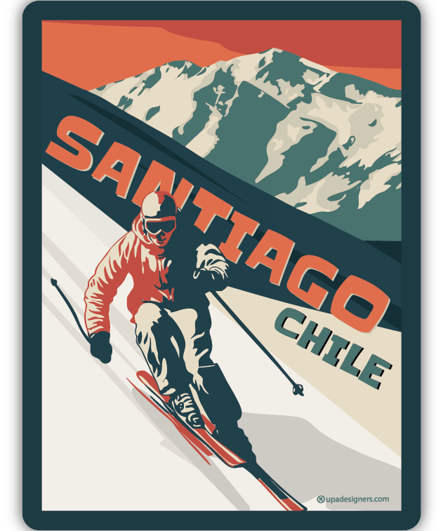 Sticker Mediano Santiago Ski - Creado en Chile