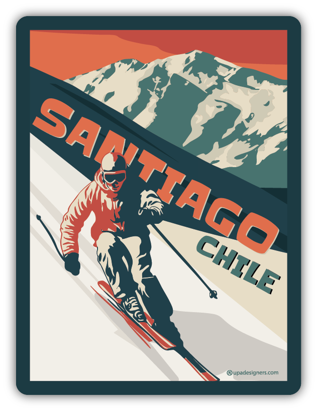 Sticker Mediano Santiago Ski - Creado en Chile